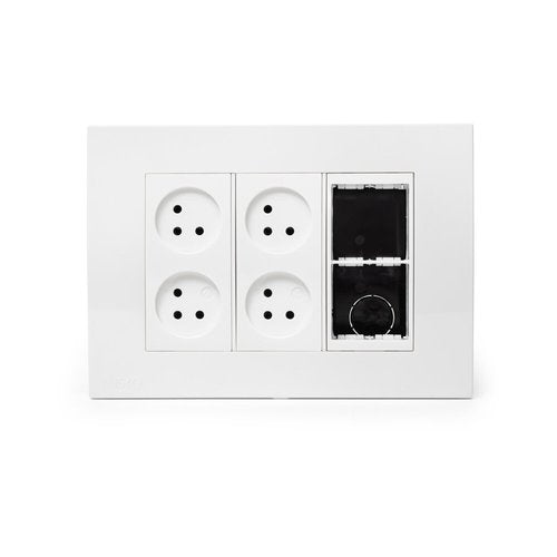 עמדת HOME & OFFICE תחת הטיח 6 מודול, 4 שקעים ומתאם ג