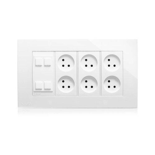 עמדת HOME & OFFICE תחת הטיח 8 מודול, 6 שקעים ומתאם קיסטון