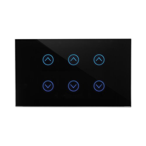 מתג טאץ' חכם ל-3 תריסים זכוכית שחורה 3 מודול ZIGBEE
