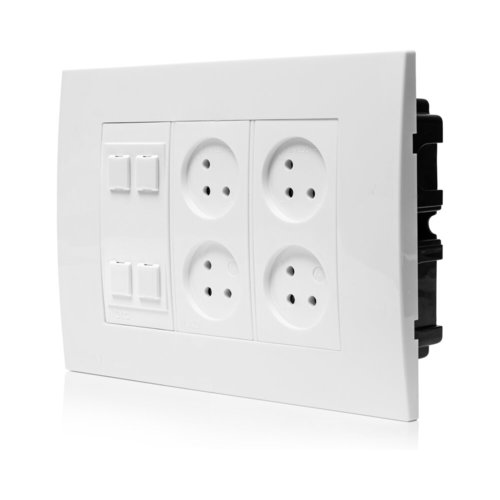 עמדת HOME & OFFICE תחת הטיח 6 מודול, 4 שקעים ומתאם קיסטון
