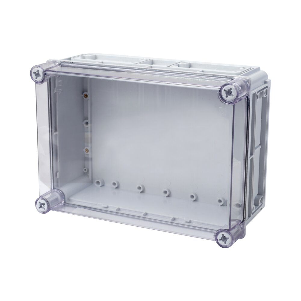 קופסת CI4 עם בסיס אפור, מכסה שקוף 350X250X150