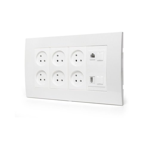 עמדת HOME & OFFICE תחת הטיח 8 מודול, 6 שקעים, 1 מחשב 1 טלפון