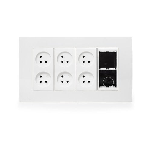 עמדת HOME & OFFICE תחת הטיח 8 מודול, 6 שקעים ומתאם ג