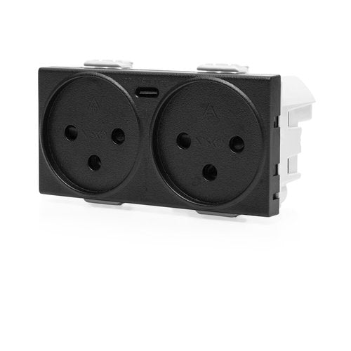 שקע כפול עם מטען USB מהיר אוניברסלי TYPE C PD ניסקו סוויץ' (35052224)