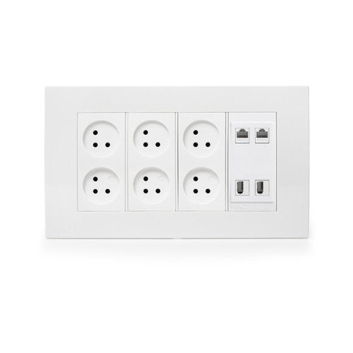 עמדת HOME & OFFICE תחת הטיח 8 מודול, 6 שקעים, 2 מחשב 2 טלפון