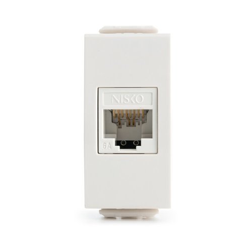 שקע מחשב לא מסוכך RJ45 CAT6A UTP, לבן 1M ניסקו סוויץ'