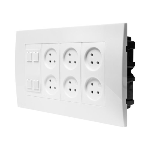 עמדת HOME & OFFICE תחת הטיח 8 מודול, 6 שקעים ומתאם קיסטון