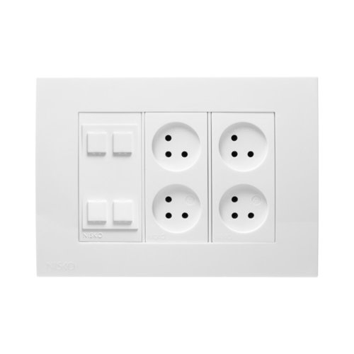 עמדת HOME & OFFICE תחת הטיח 6 מודול, 4 שקעים ומתאם קיסטון