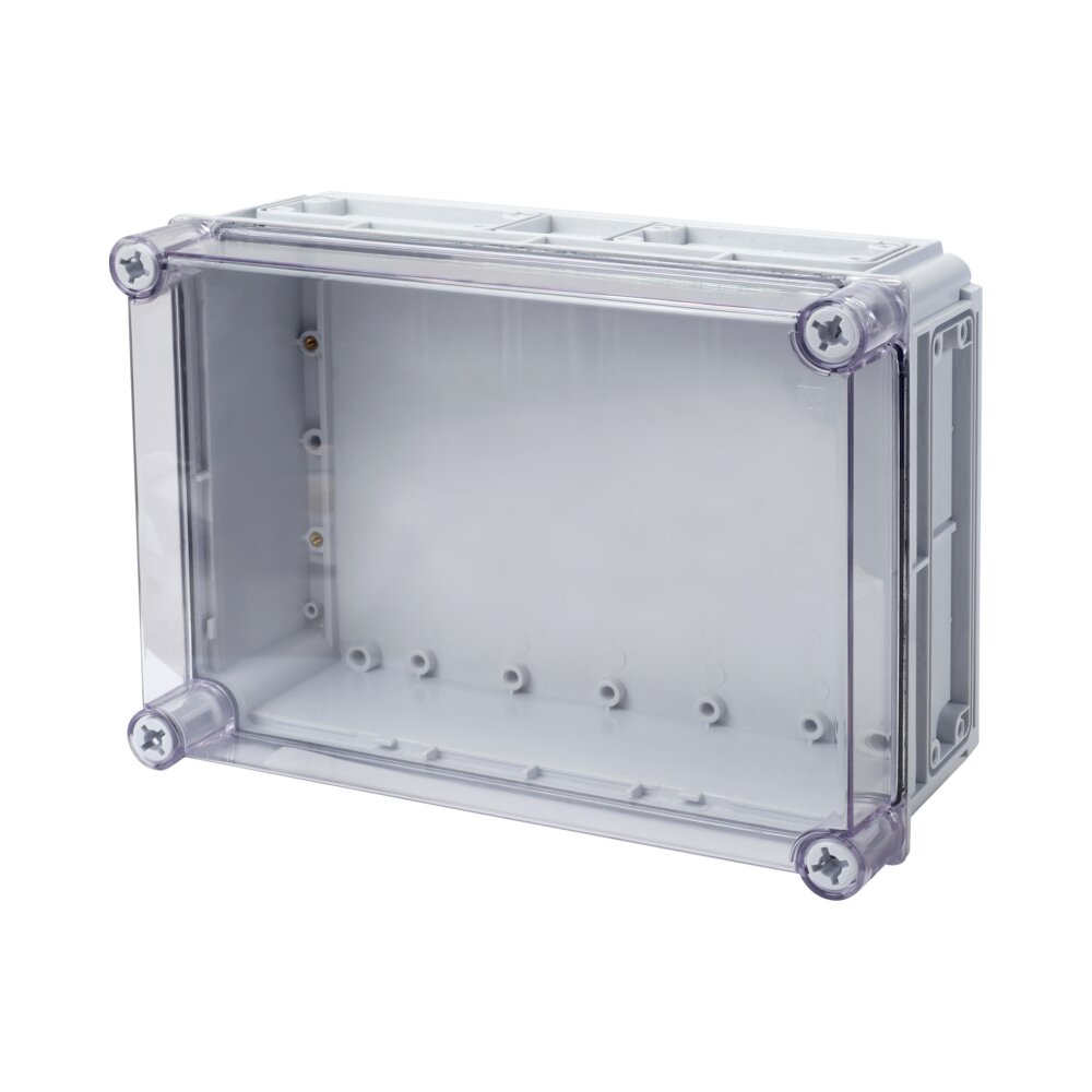 קופסת CI4 עם בסיס אפור, מכסה שקוף 350X250X150