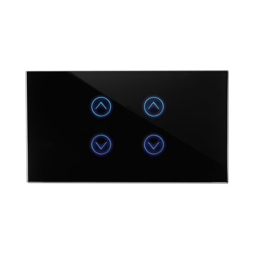 מתג טאץ' חכם ל-2 תריסים זכוכית שחורה 4 מודול ZIGBEE