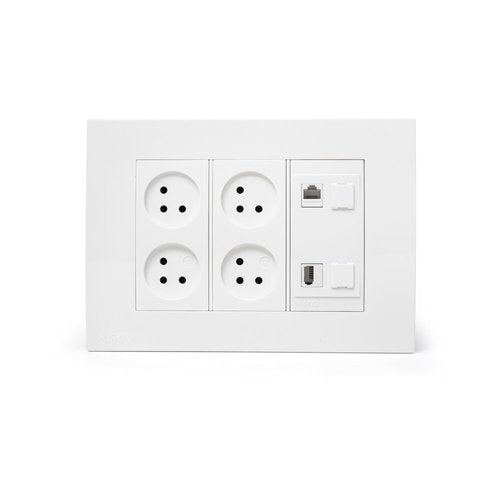 עמדת HOME & OFFICE תחת הטיח 6 מודול, 4 שקעים, 1 מחשב 1 טלפון