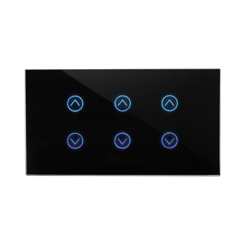 מתג טאץ' חכם ל-3 תריסים זכוכית שחורה 4 מודול ZIGBEE