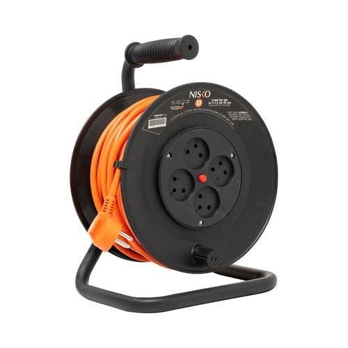 תוף מאריך ביתי שחור 25 מטר 3X1.5mm כולל 4 שקעים ישראליים
