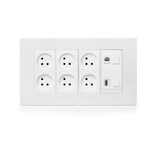 עמדת HOME & OFFICE תחת הטיח 8 מודול, 6 שקעים, 1 מחשב 1 טלפון